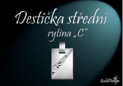 Destička střední C - přívěsek rhodium